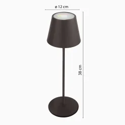 Lampe de table LED rechargeable, variateur tactile, blanc + RGB, IP54. Noir