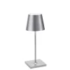Lampe de table LED rechargeable et dimmable Zafferano Poldina Pro Mini Silver Leaf avec une autonomie allant jusqu'à 12 heures