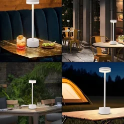 Lampe de table led sans fil nettlife, lampe de chevet à intensité variable avec batterie rechargeable usb-c, lampe tactile blanche