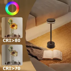Lampe de table led sans fil nettlife, lampe de chevet à intensité variable 3 000 k-6 500 k avec port usb-c, tactile, noire