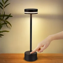 Lampe de table led sans fil nettlife, lampe de chevet à intensité variable 3 000 k-6 500 k avec port usb-c, tactile, noire