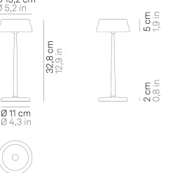Lampe de table LED Wi-Fi connectée Zafferano Sister Light cuivrée rechargeable dimmable 2200-2700-3000-4000K 3,2W h33cm