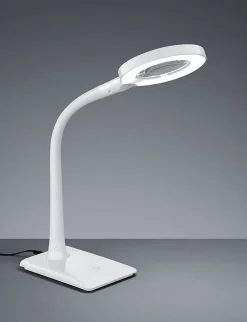 Lampe de table LED 1x SMD LED, 5W , 1x 550lm, 3500K , blanc , flexible et coupe grossissante x3 - Trio - Lupo