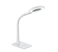 Lampe de table LED 1x SMD LED, 5W , 1x 550lm, 3500K , blanc , flexible et coupe grossissante x3 - Trio - Lupo