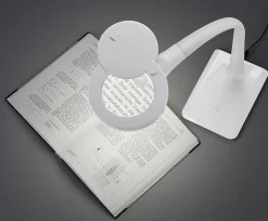 Lampe de table LED 1x SMD LED, 5W , 1x 550lm, 3500K , blanc , flexible et coupe grossissante x3 - Trio - Lupo