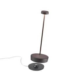 Lampe de table LED Zafferano Swap Pro Corten, rechargeable et dimmable, 2200-2700-3000K - autonomie maximale 9h