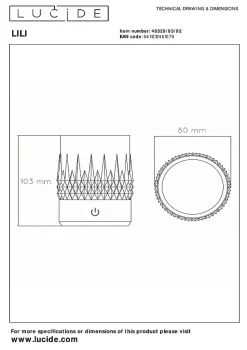 Lampe de table LILY en acrylique avec LED intégré - Or Mat / Laiton - Lucide