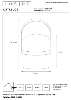 Lampe de table LITTLE JOE en synthétique avec LED intégré - Noir - Lucide