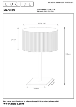 Lampe de table MAGIUS en bambou avec 1xE27 - Naturel - Lucide