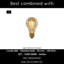 Lampe de table MALOTO en verre avec 1xE27 - Ambre - Lucide