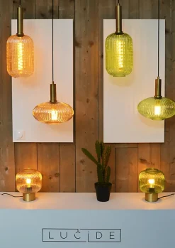Lampe de table MALOTO en verre avec 1xE27 - Ambre - Lucide