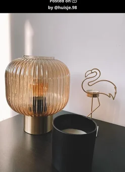Lampe de table MALOTO en verre avec 1xE27 - Ambre - Lucide