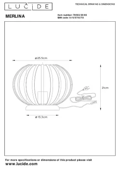 Lampe de table MERLINA en métal avec 1xE27 - Rose - Lucide