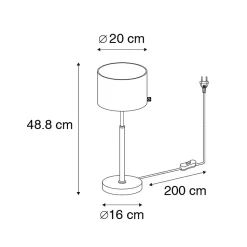 Lampe de table moderne abat-jour en tissu noir avec or - VT 1
