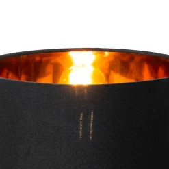 Lampe de table moderne abat-jour en tissu noir avec or - VT 1