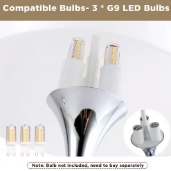 Lampe de table moderne MEDUSA avec 3 lumières, abatjour et base chromée, idéale pour chambre, salon et bureau G93