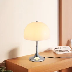 Lampe de table moderne MEDUSA avec 3 lumières, abatjour et base chromée, idéale pour chambre, salon et bureau G93