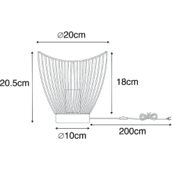 Lampe de table moderne noire 20 cm - Pua