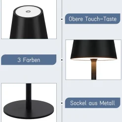 Lampe de table nettlife à piles, lampe de chevet sans fil - lampe de table led 2600 mha, lot de 2 à intensité variable usb