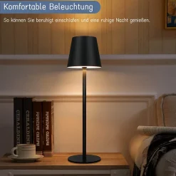 Lampe de table nettlife à piles, lampe de chevet sans fil - lampe de table led 2600 mha, lot de 2 à intensité variable usb