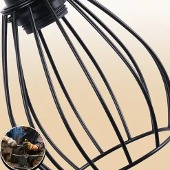 Lampe de table nettlife salon lampe de table vintage bois: noir lampe de chevet 1 lumière au design métal douille e27 sans ampoule