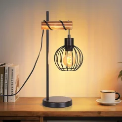 Lampe de table nettlife vintage salon lampe de chevet e27 : lampe de table rétro 1 lumière au design métal noir - sans ampoule