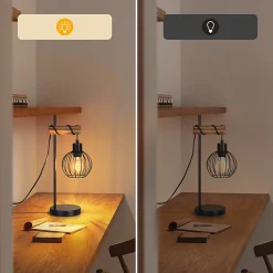 Lampe de table nettlife vintage salon lampe de chevet e27 : lampe de table rétro 1 lumière au design métal noir - sans ampoule