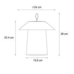 Lampe de table noire avec LED intégrée à 3 niveaux de luminosité, rechargeable - Ivan