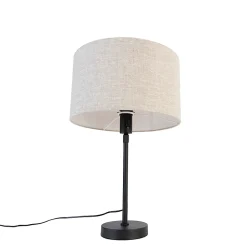 Lampe de table noire réglable avec abat-jour gris clair 35 cm - Parte