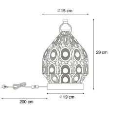 Lampe de table orientale dorée 19 cm - Mowgli