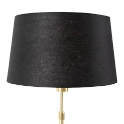 Lampe de table or/laiton avec abat-jour en lin noir 35 cm - Parte