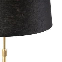 Lampe de table or/laiton avec abat-jour en lin noir 35 cm - Parte