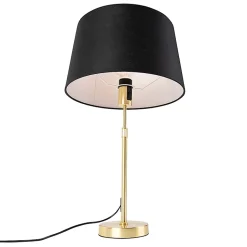 Lampe de table or/laiton avec abat-jour en lin noir 35 cm - Parte