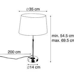 Lampe de table or/laiton avec abat-jour en lin noir 35 cm - Parte