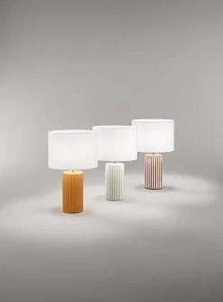 Lampe de table Perenz en céramique marron avec abat-jour tissu d.28 cm H46 cm, 1xE27 max 60W, finition chaleureuse