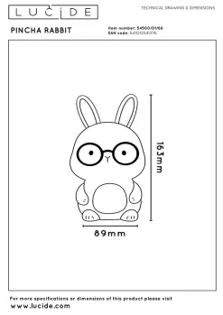 Lampe de table PINCHA RABBIT en silicone avec LED intégré - Blanc - Lucide