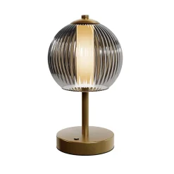 Lampe de table portable à LED en satin doré