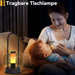 Lampe de table portable à led nettlife, lampe de chevet sans fil, intensité variable 1800 k-6500 k, rechargeable par usb-c noire