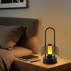 Lampe de table portable à led nettlife, lampe de chevet sans fil, intensité variable 1800 k-6500 k, rechargeable par usb-c noire