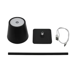 Lampe de Table Rechargeable Tactile Noire 3W CCT - 3000K/4000K/6500K - SILAMP