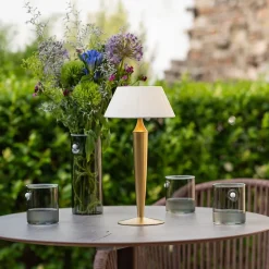 Lampe de table rechargeable tactile à LED Flaminia Zafferano - Design classique sans fil, dorée