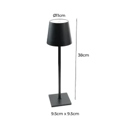 Lampe de Table Rechargeable Portable LED CCT 3000K4000K6000K en Aluminium, IP44, 15W, Tactile avec Intensité Réglable