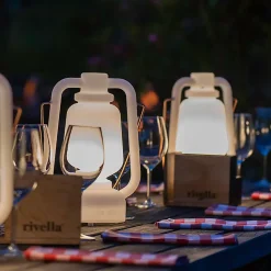 Lampe de table rechargeable 30 cm IP44 blanche - STORM SMALL