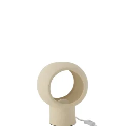 Lampe de table ronde en pierre beige 23x14x27 cm