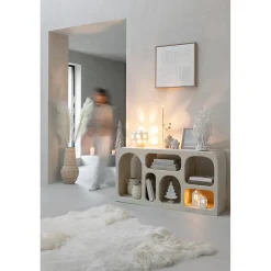 Lampe de table ronde en pierre beige 25x25x21.5 cm