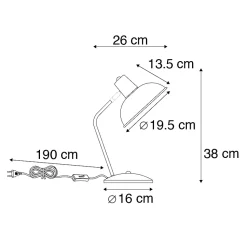 Lampe de table rétro jaune avec bronze - Milou