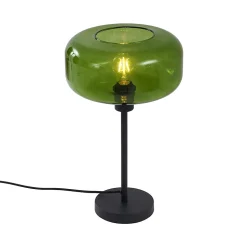Lampe de table rétro noire avec verre vert - Bizle