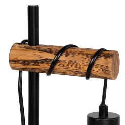 Lampe de table rustique noire avec bois - Stronk