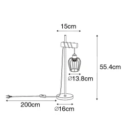 Lampe de table rustique noire avec bois - Stronk