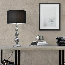 Lampe De Table San Francisco Métal Et Tissu Chrome Et Noir 1 X E14 51 Cm X 29 Cm lux.pro